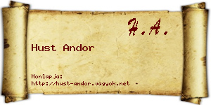 Hust Andor névjegykártya